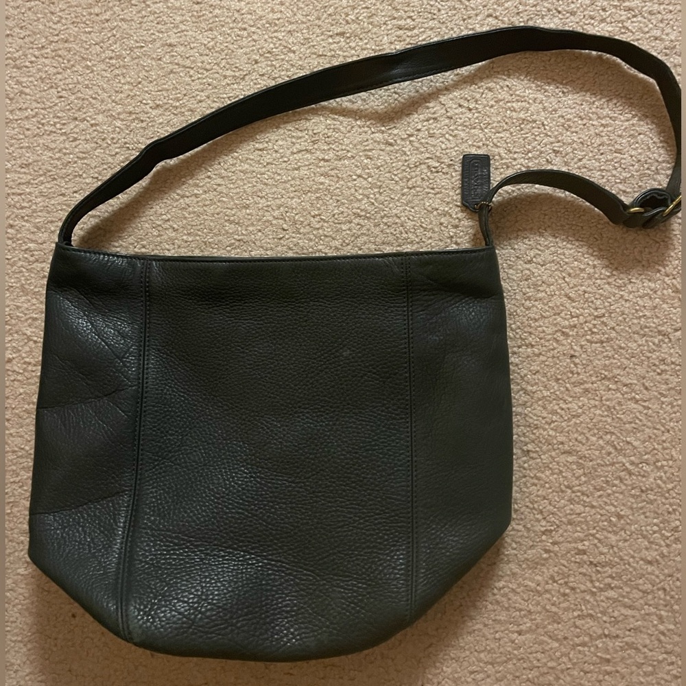 Green leather coach bag